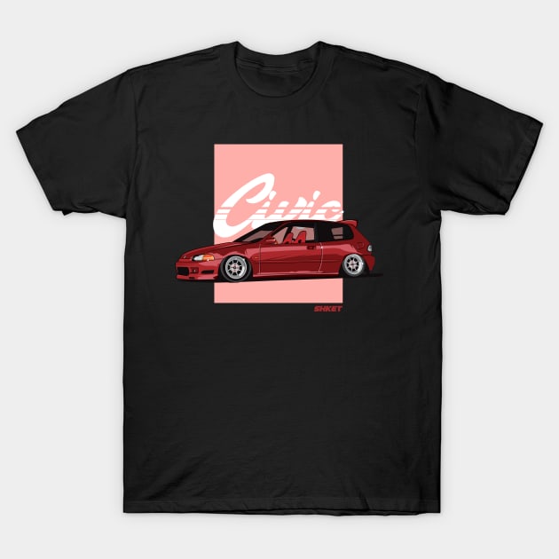 HONDA CIVIC STATIC T-Shirt by shketdesign